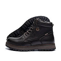 Мужские зимние кожаные ботинки шнуровка боковая молния Kristan Brown Winter Boot темно коричневый размер