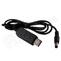 USB кабель с преобразователем напряжения с 5V на 12V 0.5А 5.5 х 2.1 мм DC для роутера