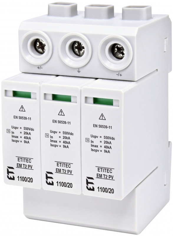 Обмежувач перенапруги ETI ETITEC EM T2 PV 1100/20 Y, тип 2 (для PV систем)
