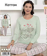Піжама жіноча футболка з довгим рукавом і штани якість коттон Туреччина