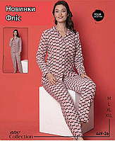 Стильна жіноча піжама тепла флісова кофта на гудзиках Туреччина M-L-X-2XL