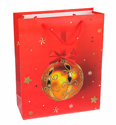 Новорічний подарунковий пакет "Christmas toy" 18*24*8.5 см, ламінований картон, колір червоний