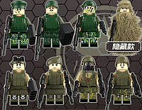 Фигурки человечки военные солдатики swat зелёные в пиксель камуфляже спецназ