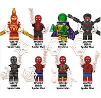 Конструктор фигурки человечки супергерои человек паук разные виды 8 шт