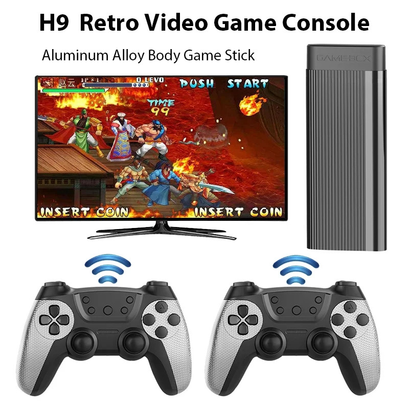 Ігрова приставка H9 4K HDMI на 128 Gb + два бездротові джойстики, консоль для телевізора та монітора