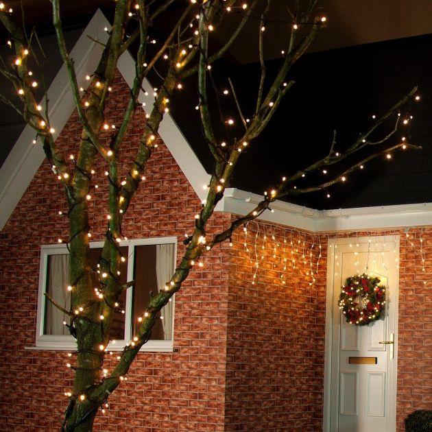 Вулична гірлянда нитка 40 м теплий білий 800 LED зелений провід (26541)