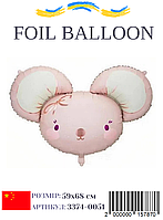 Фольгированный шар Розовая мышка 59х68 см (Китай) в упаковке