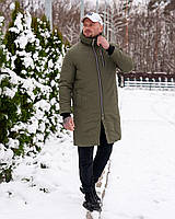 Парка зимняя мужская с капюшоном хаки