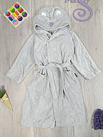 Дитячий халат Jojo Maman Bebe сірий махровий з капюшоном з поясом Розмір 104/110 (4-5 років)