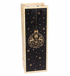 Новорічний пакет "Christmas toy" 12*35*9 см, колір чорний