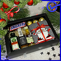 Оригинальный подарочный набор на новый год, новогодние подарки с алкоголем и шоколадными конфетами