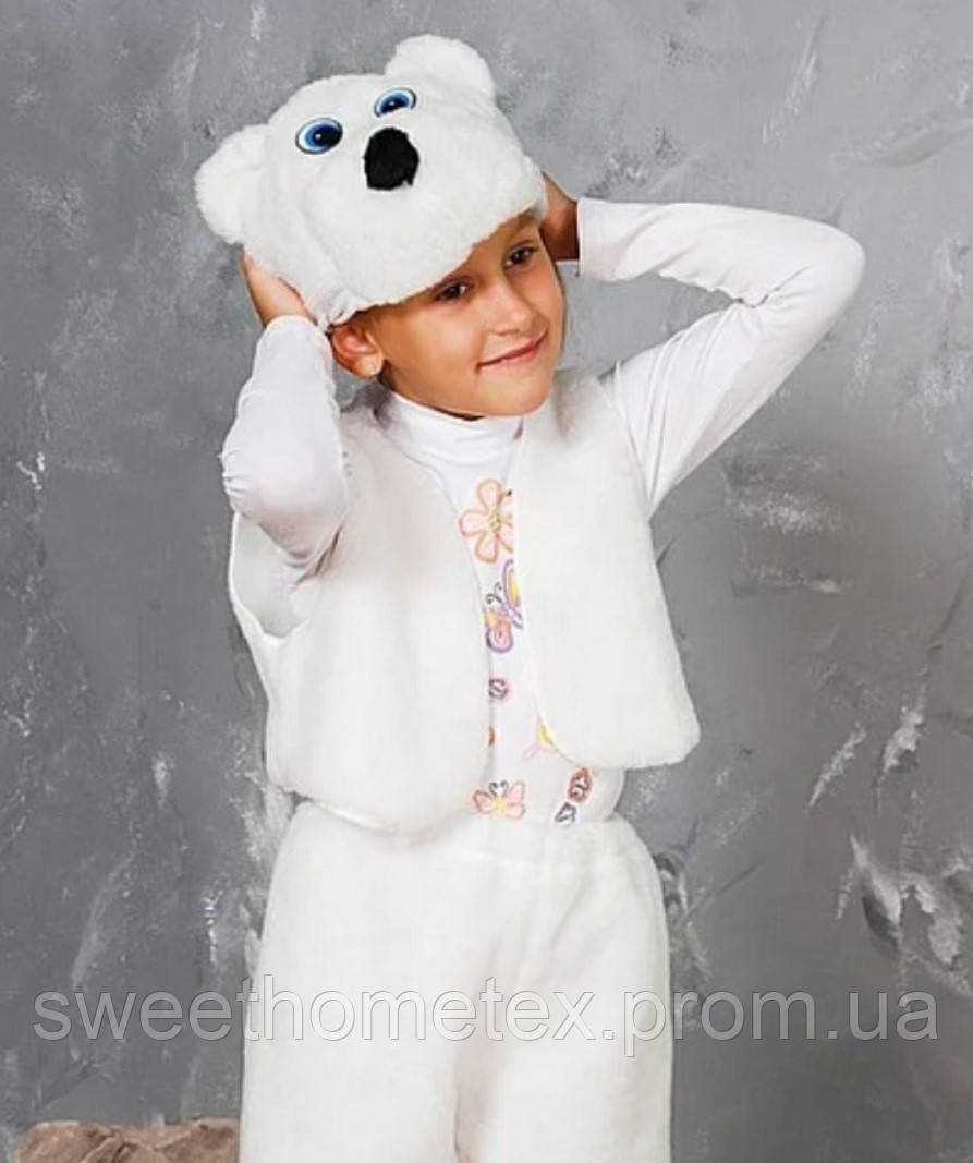 Дитячий карнавальний костюм ведмедик білий або вушка 98 см і прокат 200 грн