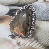 Граненый лабрадор кольцо с натуральным камнем лабрадор в серебре. Кольцо с лабрадором размер 20 Индия