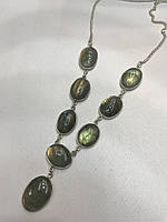 Ожерелье с натуральным красивое ожерелье с камнем лабрадор в серебре. Индия!