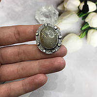Волосатик кварц овальное кольцо с камнем кварц волосатик в серебре размер 17,5-18. Индия