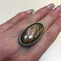 Кольцо пурпурный лабрадор овал перстень с натуральным лабрадором 16,7 размер Индия!