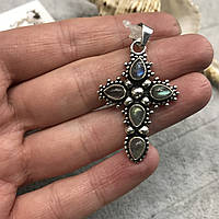 Лабрадор кулон хрест з натурального каменю лабрадор в сріблі. Кулон з лабрадором Індія