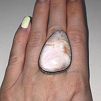 Сколецит кольцо капля с натуральным сколецитом в серебре размер 18 Индия