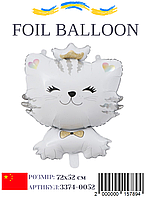 Фольгована куля Кішечка з короною 72х52 см (Китай) в пакуванні