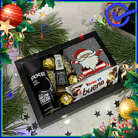 Подарочный набор на новый год с алкоголем и конфетами, набор с батончиком, виски и конфетами на новый год