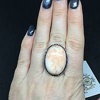 Сколецит кольцо овал с натуральным сколецитом в серебре размер 16,5 Индия