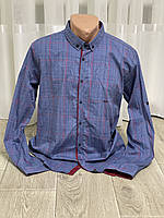 Чоловіча сорочка з довгим рукавом якісна приталена молодіжна рубашка на кнопках турція