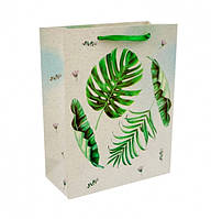 Пакет подарочный "Листья" картонный (26х10,5х32 см)