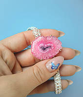 Браслет натуральний сонячний кварц. Браслет з натурального кварцу. Сонячний кварц  рожевий овал Індія.