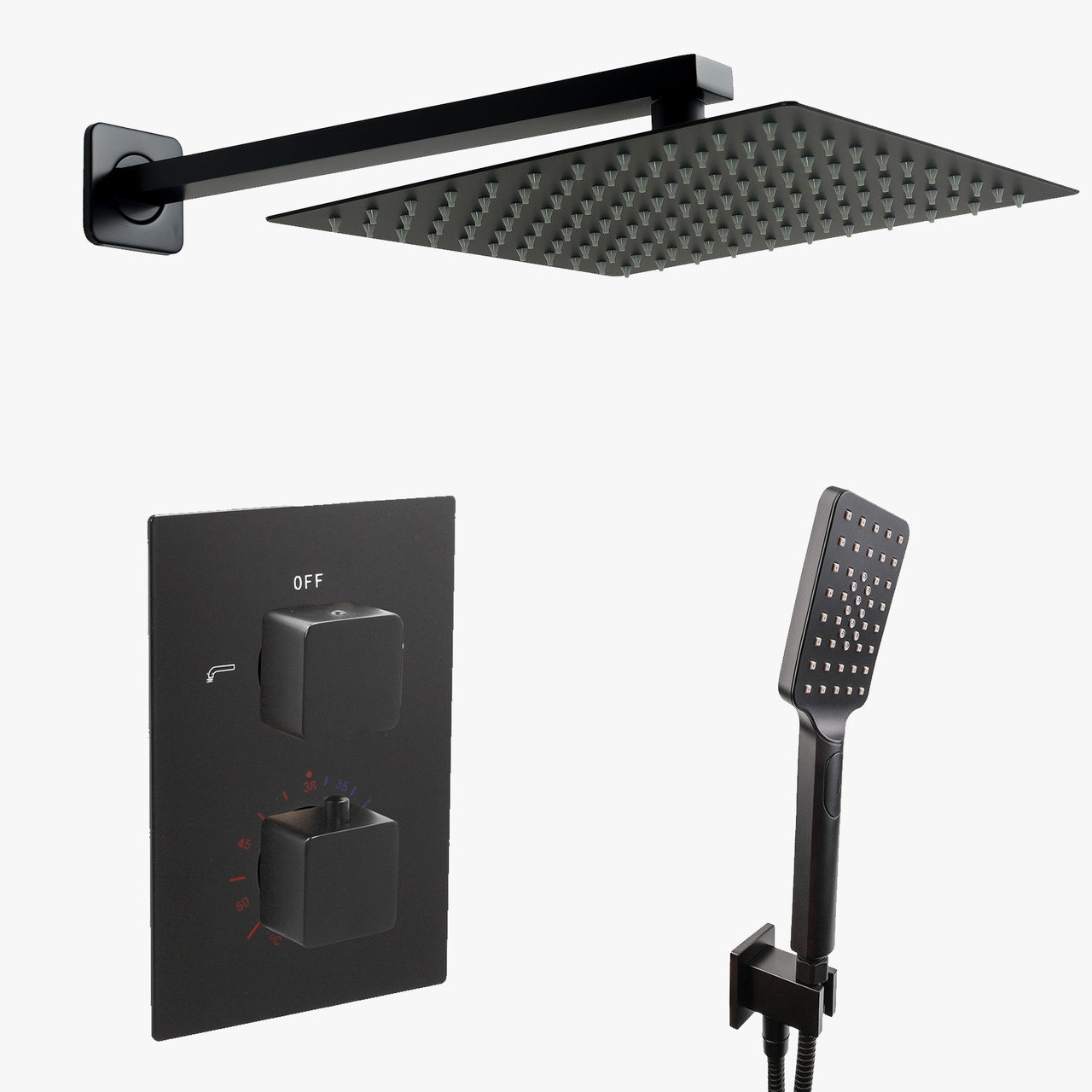 Душова система прихованого монтажу з термостатичним змішувачем LQBT-02 чорного кольору, фото 1