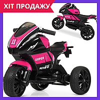 Дитячий мотоцикл на акумуляторі триколісний електромотоцикл Bambi M 4135EL-8 рожевий