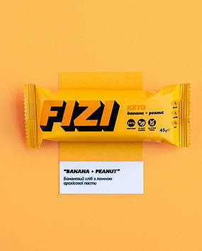 Протеїновий батончик без цукру Keto Banana+Peanut 45 г. Fizi