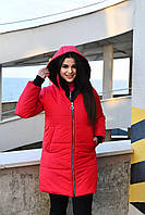 Зимняя женская двусторонняя куртка. Норма и батал 56/58, красный