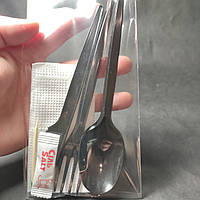 Набор одноразовый (Вилка + нож + ложка + салфетка + зубочистка + соль) в индивидуальной упаковке