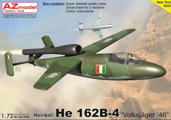 Пластикова модель 1/72 AZ model 7854 Heinkel He 162B-4 "Volksjäger 46"