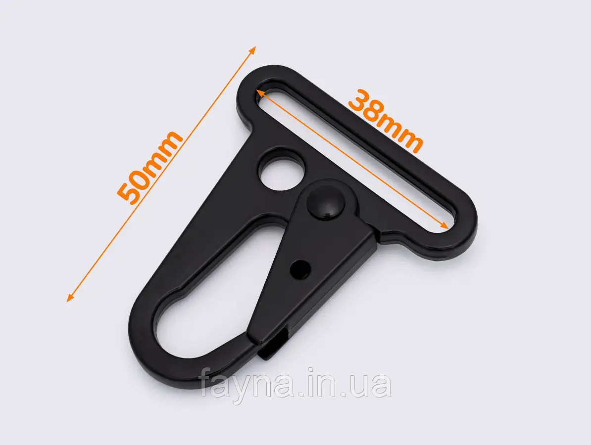 Карабін металевий чорний, 38мм, фото 1