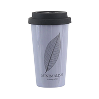 Чашка Minimalism 400мл с силиконовой крышкой HTK-025 фиолетовая LIMITED EDITION