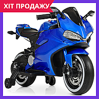 Электромотоцикл детский мотоцикл на аккумуляторе Bambi M 4104ELS-4 синий