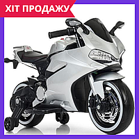 Электромотоцикл детский мотоцикл на аккумуляторе Bambi M 4104ELS-11 серый
