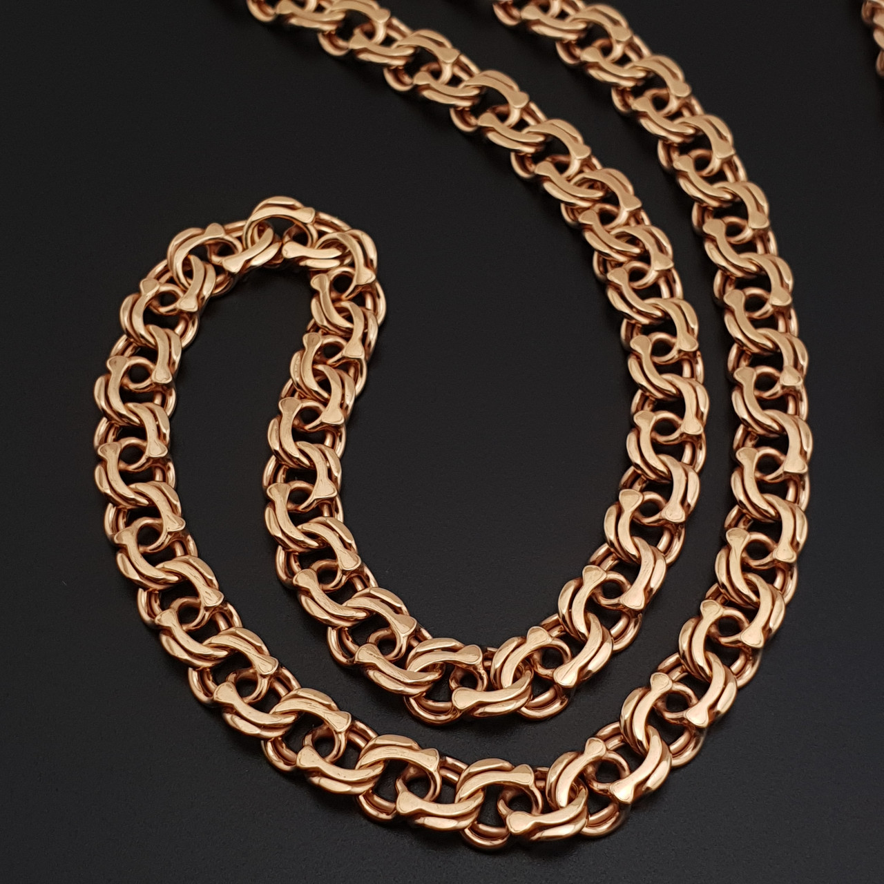 Позолочений срібний ланцюжок чоловічий товстий. Позолота 585 ланцюжок срібло 925. Ширина 7 мм 65 см, фото 1