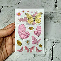 Флеш тату тимчасові татуювання дитячі, світяться в темряві Метелики 7,5х12 см JN-316