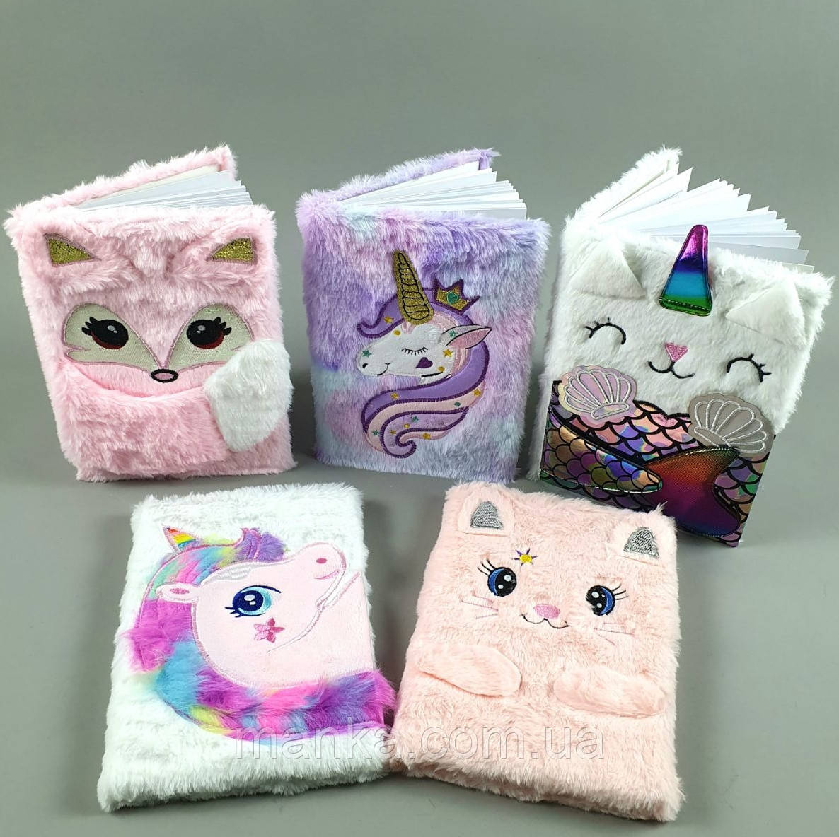 Блокнот M 15017  хутряна обкладинка,тваринка, у лінійку, у пакеті, фото 1