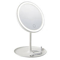 Косметичне дзеркало з LED підсвічуванням Bodasan кругле з вбудованим акумулятором Біле (13DS)