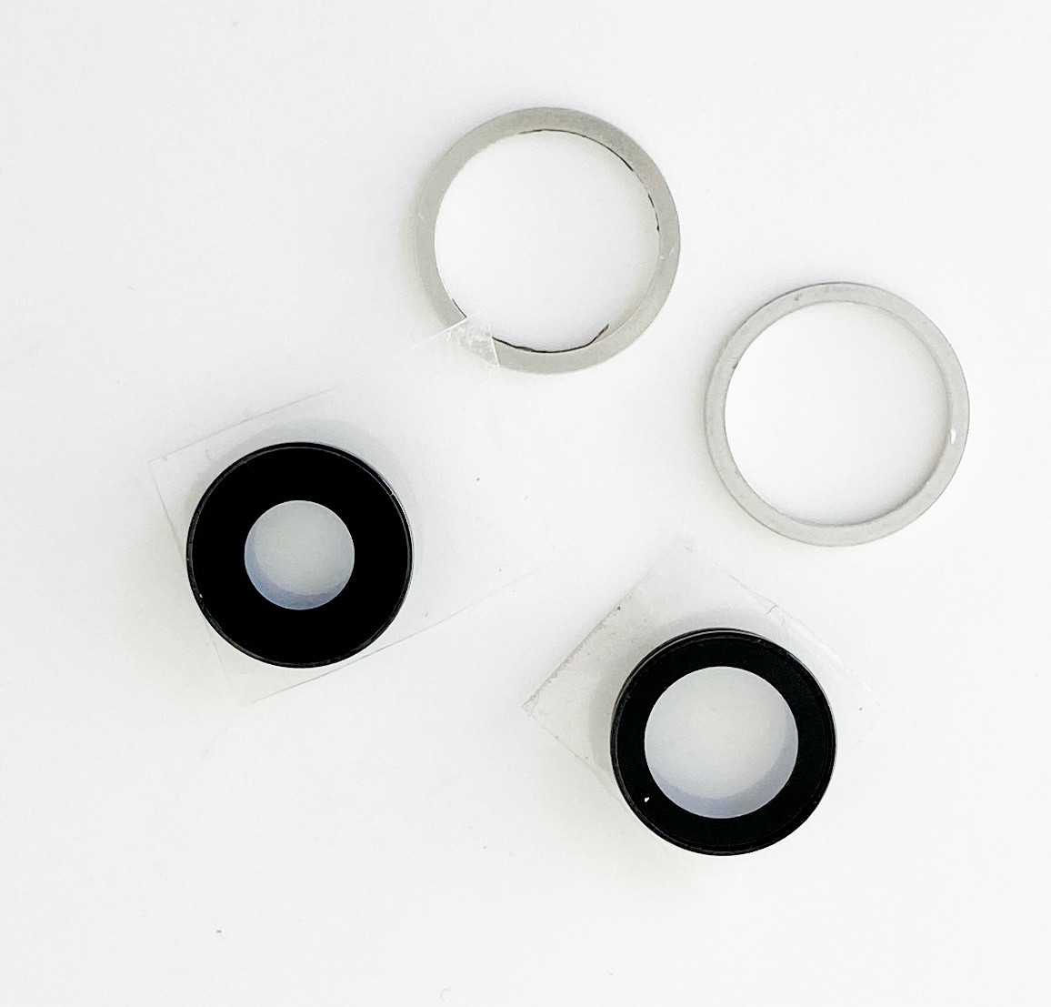 Скло камери для iPhone 11, сріблясте + кільце, комплект 2 шт.