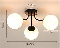 Люстра черная на 3 ламп над столом светильник подвесной люстра светильник дизайнерская люстра 57*21см