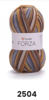 Нитки та пряжа для в'язання шкарпеткова напіввовна 75/25 FORZA YarnArt Форза ЯрнАрт № 2504