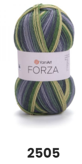 Нитки та пряжа для в'язання шкарпеткова напіввовна 75/25 FORZA YarnArt Форза ЯрнАрт № 2505