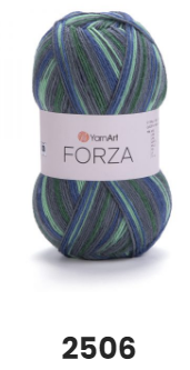 Нитки та пряжа для в'язання шкарпеткова напіввовна 75/25 FORZA YarnArt Форза ЯрнАрт № 2506