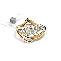 Женское золотое кольцо 16 с фианитами и белым золотом