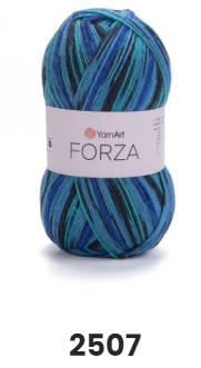 Нитки та пряжа для в'язання шкарпеткова напіввовна 75/25 FORZA YarnArt Форза ЯрнАрт № 2507