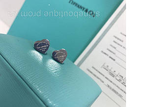 Сережки-гвоздики тиффані серця 10 мм Позолота топ